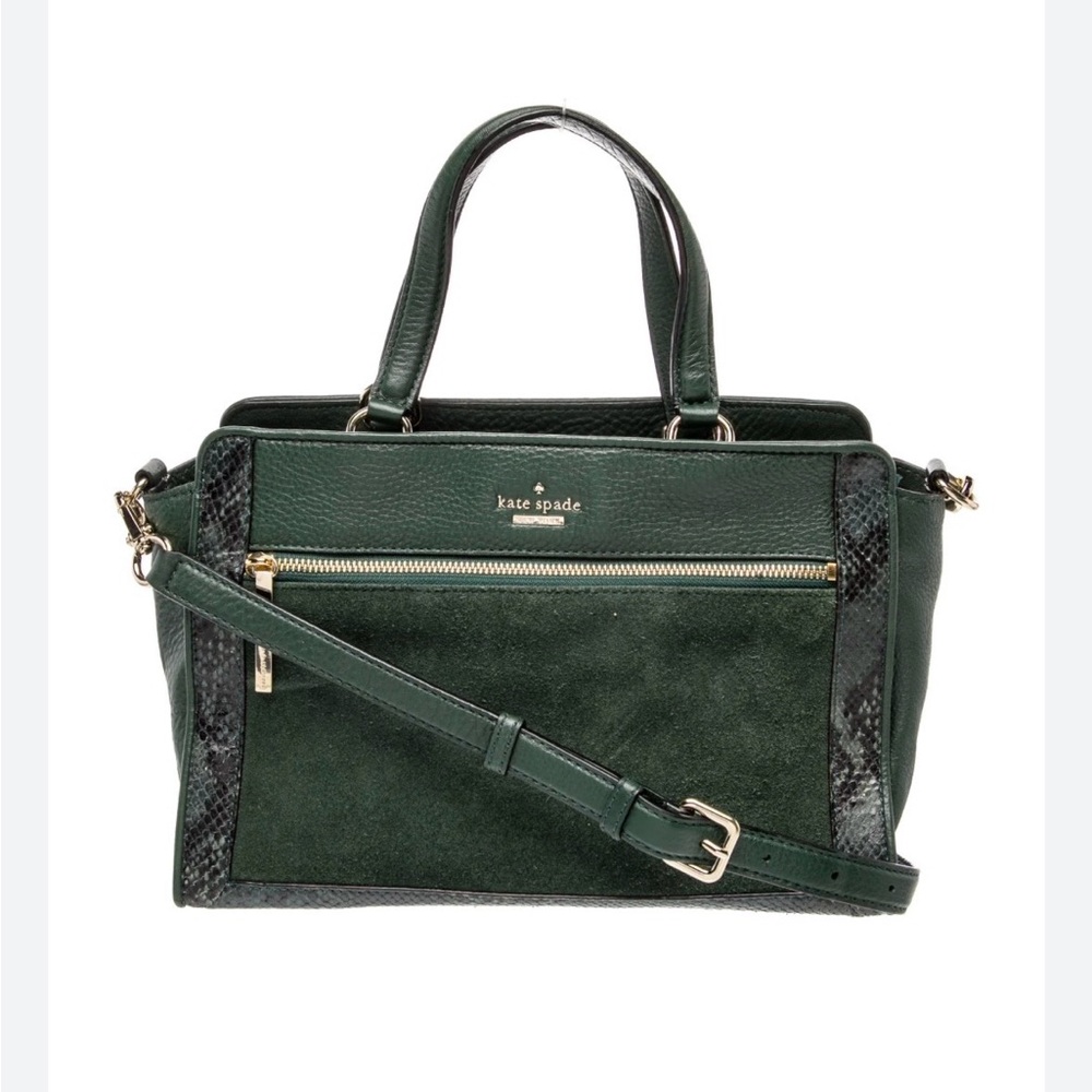 Kate Spade Forest Green Leather & Suede Satchel